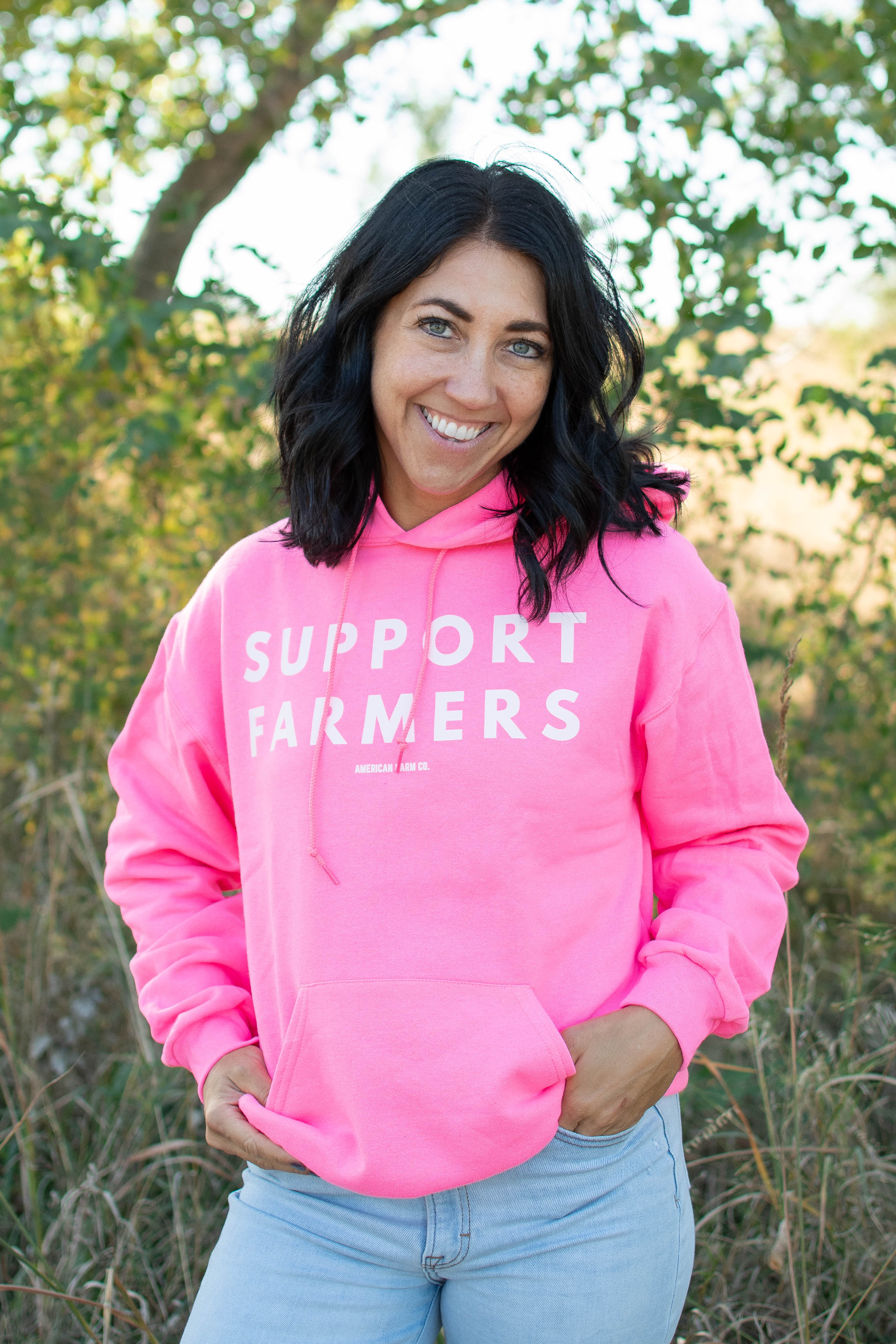 Support Farmers' Pink Hoodie - Image 3