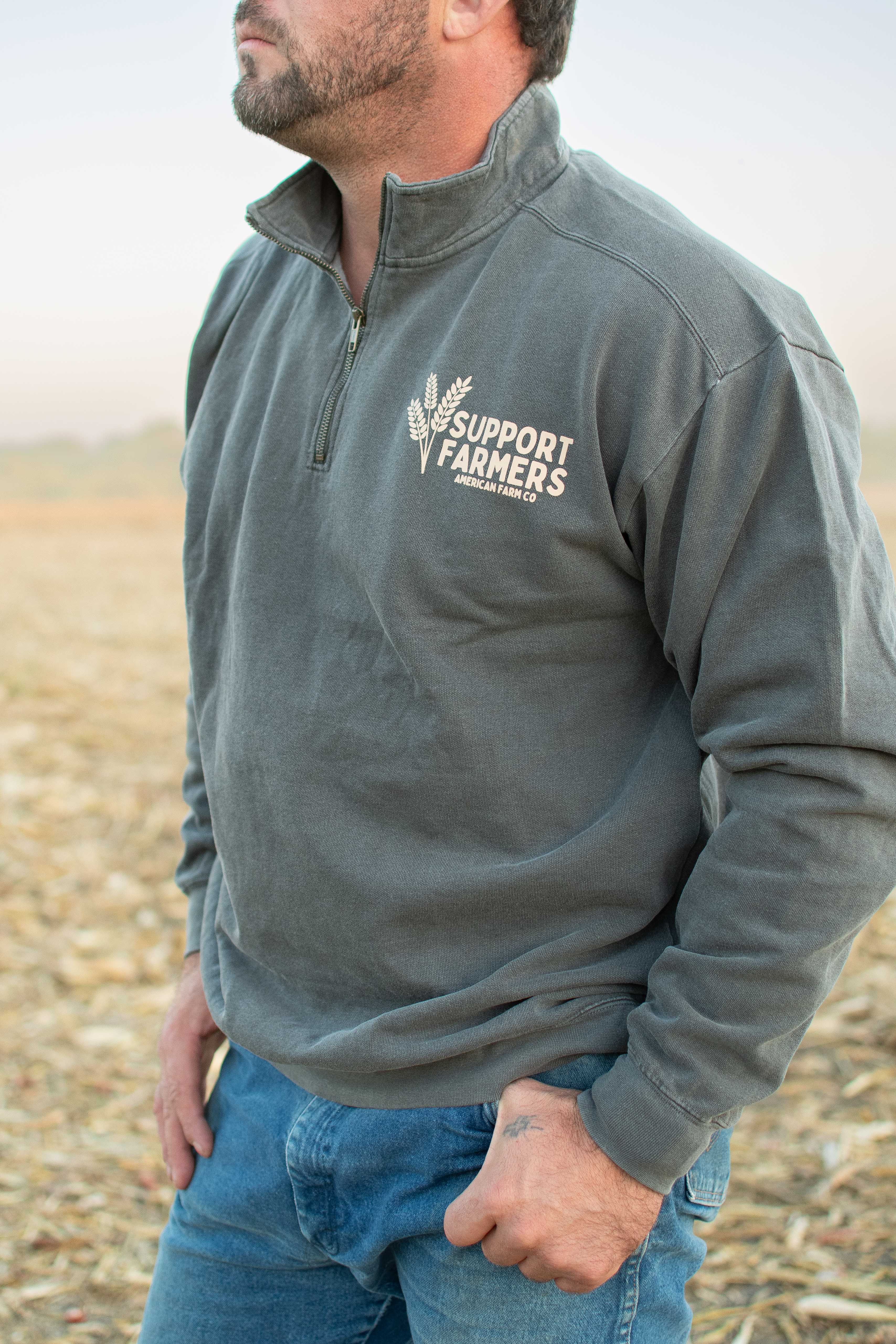 Support Farmers Wheat 1/4" Washed Charcoal Zip - Image 4